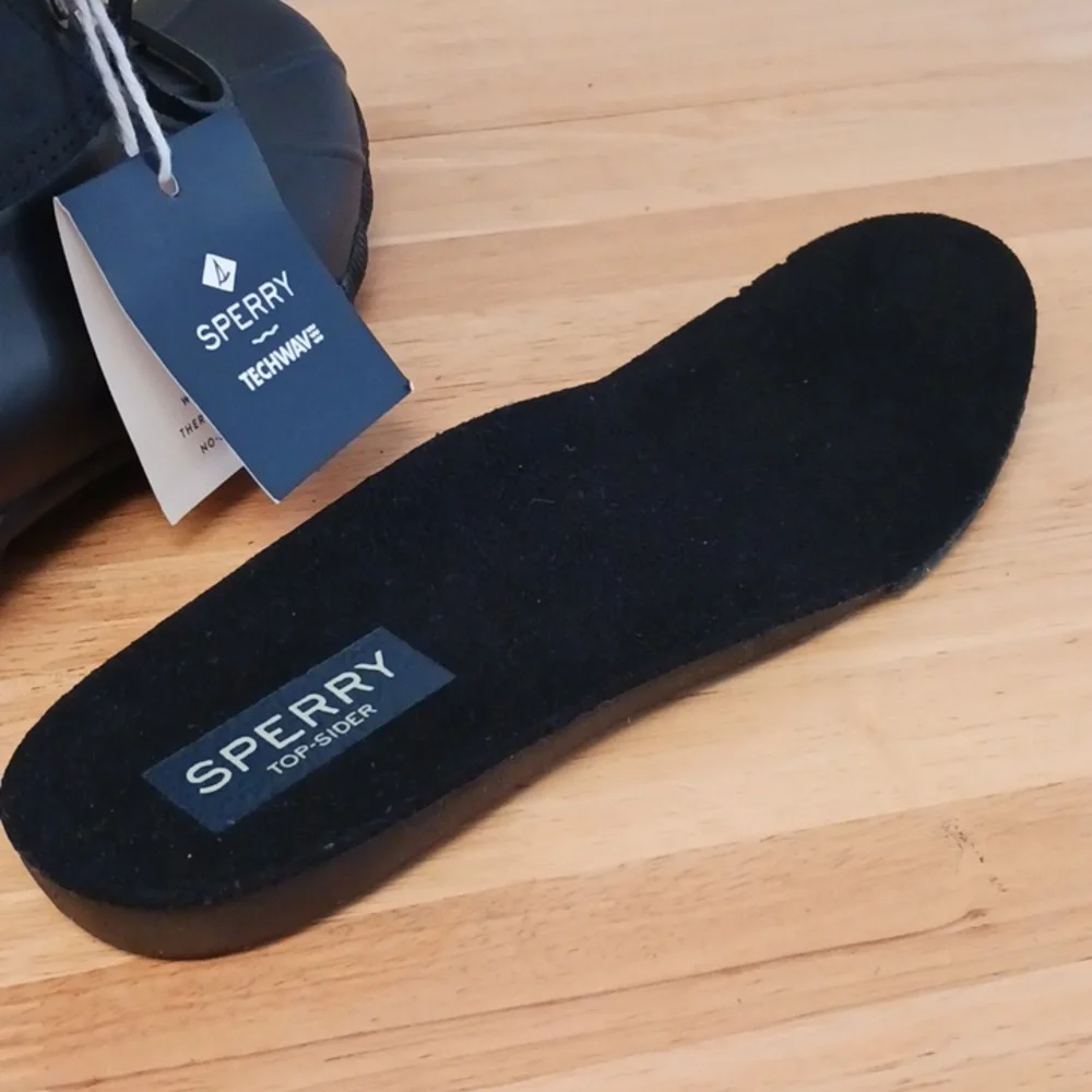 NWT Sperry Saltwater Tall Leather Black Waterproof Boot Size 6.5 - Picture 16 of 16